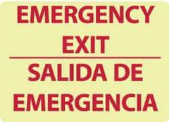NMC - Emergency Exit, Plastic Exit Sign - 14" Wide x 10" High, English/Spanish, Glow-in-the-Dark - Industrial Tool & Supply