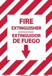 NMC - Fire Extinguisher, Pressure Sensitive Vinyl Fire Sign - 14" Wide x 10" High, English/Spanish, Glow-in-the-Dark - Industrial Tool & Supply