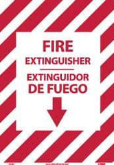 NMC - Fire Extinguisher, Pressure Sensitive Vinyl Fire Sign - 14" Wide x 10" High, English/Spanish, Glow-in-the-Dark - Industrial Tool & Supply