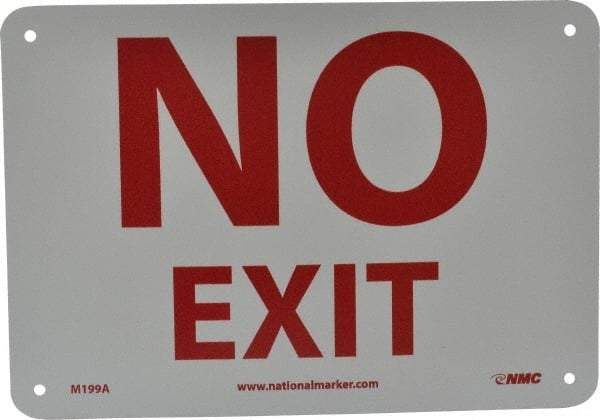 NMC - No Exit, Aluminum Exit Sign - 10" Wide x 7" High - Industrial Tool & Supply