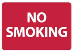 NMC - "No Smoking", 10" Long x 14" Wide, Rigid Plastic Safety Sign - Rectangle, 0.05" Thick, Use for Smoking Regulations - Industrial Tool & Supply