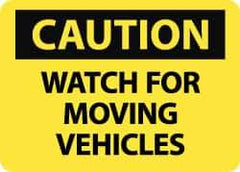 NMC - "Caution - Watch for Moving Vehicles", 10" Long x 14" Wide, Pressure-Sensitive Vinyl Safety Sign - Rectangle, 0.004" Thick, Use for Accident Prevention - Industrial Tool & Supply