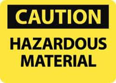 NMC - "Caution - Hazardous Material", 10" Long x 14" Wide, Rigid Plastic Safety Sign - Rectangle, 0.05" Thick, Use for Hazardous Materials - Industrial Tool & Supply