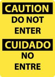 NMC - "Caution - Do Not Enter", 14" Long x 10" Wide, Pressure-Sensitive Vinyl Safety Sign - Rectangle, 0.004" Thick, Use for Security & Admittance - Industrial Tool & Supply