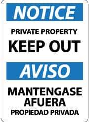 NMC - "Notice - Private Property - Keep Out", 14" Long x 10" Wide, Pressure-Sensitive Vinyl Safety Sign - Rectangle, 0.004" Thick, Use for Security & Admittance - Industrial Tool & Supply