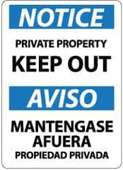 NMC - "Notice - Private Property - Keep Out", 14" Long x 10" Wide, Pressure-Sensitive Vinyl Safety Sign - Rectangle, 0.004" Thick, Use for Security & Admittance - Industrial Tool & Supply
