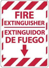 NMC - Fire Extinguisher, Pressure Sensitive Vinyl Fire Sign - 14" Wide x 10" High, English/Spanish - Industrial Tool & Supply