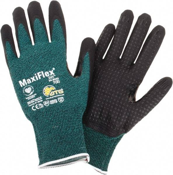 PIP - Size S, ANSI Cut Lvl A2, Cut Resistant Gloves - Palm & Fingers Coated, Green/Black - Industrial Tool & Supply
