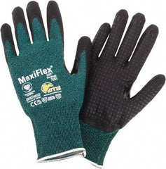 PIP - Size S, ANSI Cut Lvl A2, Cut Resistant Gloves - Palm & Fingers Coated, Green/Black - Industrial Tool & Supply