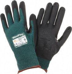 PIP - Size L, ANSI Cut Lvl A2, Cut Resistant Gloves - Palm & Fingers Coated, Green/Black - Industrial Tool & Supply