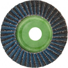 Norton - 40 Grit, 4-1/2" Disc Diam, 7/8" Center Hole, Type 27 Ceramic Alumina Flap Disc - 13,300 Max RPM, Polyester Backing, Arbor Attaching System, Coated - Industrial Tool & Supply