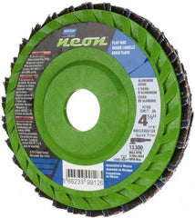 Norton - 36 Grit, 4-1/2" Disc Diam, 7/8" Center Hole, Type 27 Ceramic Alumina Flap Disc - 13,300 Max RPM, Polyester Backing, Arbor Attaching System, Coated - Industrial Tool & Supply