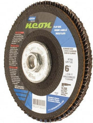 Norton - 60 Grit, 6" Disc Diam, 5/8-11 Center Hole, Type 27 Ceramic Alumina Flap Disc - 10,200 Max RPM, Polyester Backing, Arbor Attaching System, Coated - Industrial Tool & Supply