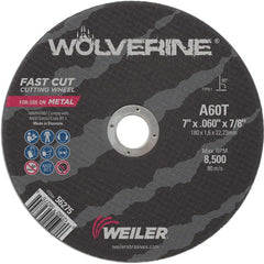 7″ x .045″ Type 1 Cut-Off Wheel, A60T, 7/8″ Arbor Hole - Industrial Tool & Supply