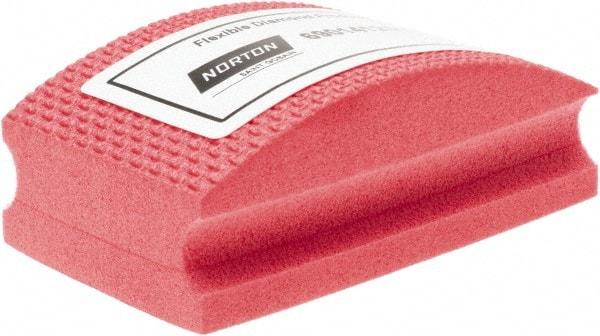 Norton - Fine Grade, 200 Grit, Diamond Hand Pad - Red, 2-1/8" Wide x 3-1/2" Long x 1-1/2" Thick, Nonwoven - Industrial Tool & Supply