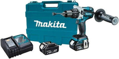 Makita - 18 Volt 1/2" Keyless Chuck Cordless Hammer Drill - 0 to 34,000 BPM, 0 to 400 & 0 to 1,500 RPM, Reversible, Ergonomic Handle - Industrial Tool & Supply