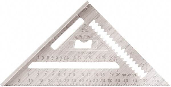 Johnson Level & Tool - 7" Blade Length x 7" Base Length, Powder Coated Finish, Aluminum Rafter Square - 1/8" Graduation - Industrial Tool & Supply