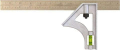 Johnson Level & Tool - 1 Piece, 12" Combination Square Set - 1/8, 1/16 & 1/32" (Inch/Metric) Graduation, Stainless Steel Blade, Plastic Head - Industrial Tool & Supply