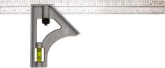 Johnson Level & Tool - 1 Piece, 12" Combination Square Set - 1/8, 1/16 & 1/32" (Inch) Graduation, Stainless Steel Blade, Plastic Head - Industrial Tool & Supply
