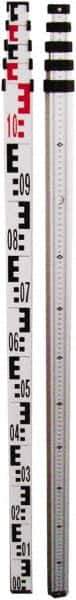 Johnson Level & Tool - Optical Level Aluminum Grade Rod - 5 Sections, 4m Overall Length - Industrial Tool & Supply