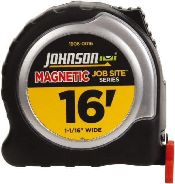 Johnson Level & Tool - 16' x 1-1/16" Tape Measure - 1/16" Graduation, Inch Graduation Style - Industrial Tool & Supply