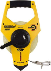 Johnson Level & Tool - 100' x 1/2" Tape Measure - 1/8" (Face) & 1/10" (Back) Graduation, Inch Graduation Style - Industrial Tool & Supply