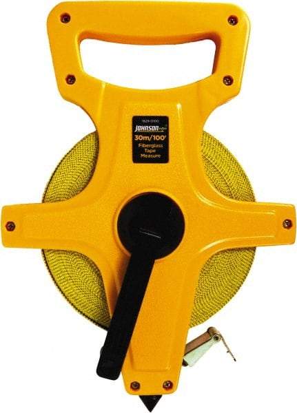 Johnson Level & Tool - 100' x 1/2" Tape Measure - 1/8" & 1mm Graduation, Inch/Metric Graduation Style - Industrial Tool & Supply