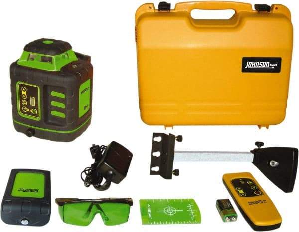 Johnson Level & Tool - 1,200' (Exterior) Measuring Range, 1/8" at 100' Accuracy, Self-Leveling Rotary Laser - ±3° Self Leveling Range, 150, 200, 250 & 300 RPM, 2 Beams, NiMH Battery Included - Industrial Tool & Supply