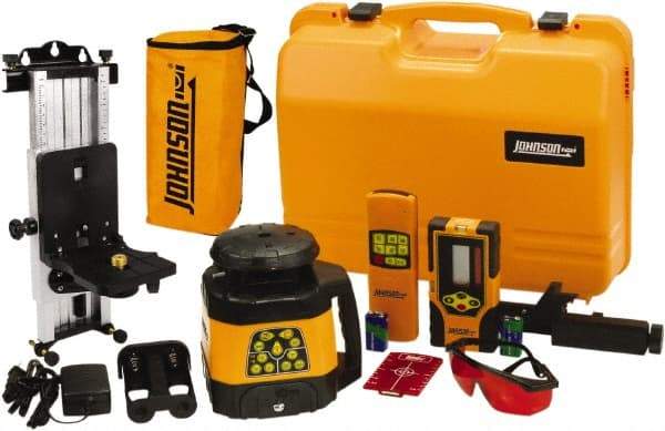 Johnson Level & Tool - 1,500' (Exterior) Measuring Range, 1/8" at 100' Accuracy, Self-Leveling Rotary Laser - 200, 500 RPM, 2 Beams, NiMH Battery Included - Industrial Tool & Supply