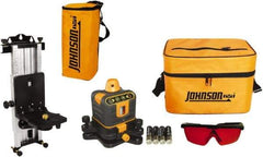 Johnson Level & Tool - 800' (Exterior) Measuring Range, 1/4" at 100' Accuracy, Manual-Leveling Rotary Laser - 150 to 300 RPM, 2 Beams, AA Battery Included - Industrial Tool & Supply