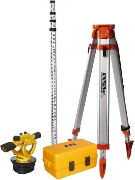 Johnson Level & Tool - 22x Magnification, 4 to 200 Ft. Measuring Range, Transit Optical Level Kit - Accuracy 3/16 Inch at 100 Ft., Kit Includes Tripod, 13 Grade Rod, Hard Shell Carrying Case - Industrial Tool & Supply