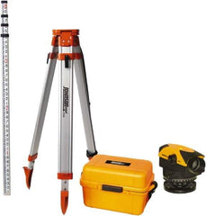 Johnson Level & Tool - 32x Magnification, 2.62 to 450 Ft. Measuring Range, Automatic Optical Level Kit - Accuracy 1/16 Inch at 200 Ft., Kit Includes Tripod, 13 Grade Rod, Hard Shell Carrying Case - Industrial Tool & Supply