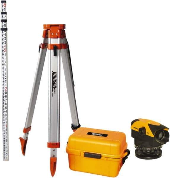 Johnson Level & Tool - 30x Magnification, 2.62 to 400 Ft. Measuring Range, Automatic Optical Level Kit - Accuracy 1/16 Inch at 200 Ft., Kit Includes Tripod, 13 Grade Rod, Hard Shell Carrying Case - Industrial Tool & Supply