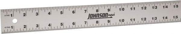 Johnson Level & Tool - 96" Long, 1/8, 1/16" Graduation, Aluminum Rule - English Graduation Style, Gray, Anodized Finish - Industrial Tool & Supply