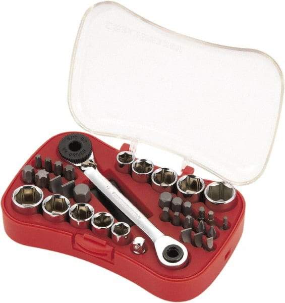 GearWrench - 35 Piece 1/4" Drive Ratchet Socket Set - Comes in Blow Molded Case - Industrial Tool & Supply