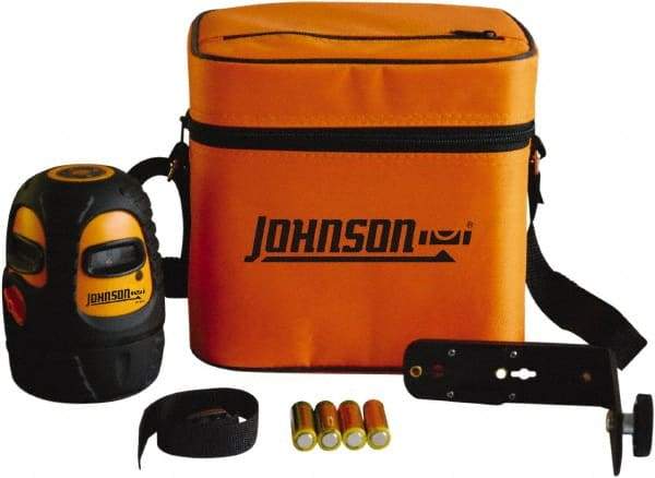 Johnson Level & Tool - 1 Beam 200' (Interior) 300' (Exterior) Max Range Self Leveling Line Laser - Red Beam, 1/8" at 50' Accuracy, 3-3/4" Long x 5-1/8" High, Battery Included - Industrial Tool & Supply