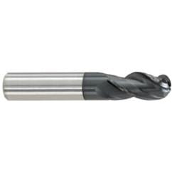 1/2" Dia. - 1" LOC - 3 OAL Ball Nose 3 FL Carbide S/E HP End Mill-AlTiN - Industrial Tool & Supply