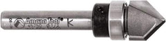 Amana Tool - 1/2" Cut Diam, 1/2" Length of Cut, 2 Flute V-Groove Edge Profile Router Bit - Carbide-Tipped, 1/4" Shank Diam, 2" OAL, Uncoated - Industrial Tool & Supply
