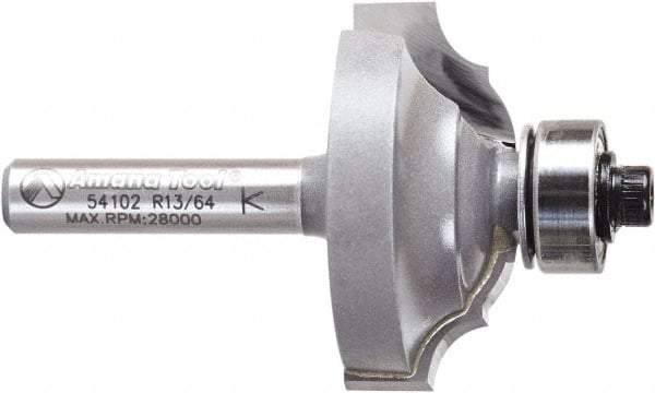 Amana Tool - 1-1/4" Cut Diam, 1/2" Length of Cut, 2 Flute Classical Edge Profile Router Bit - Carbide-Tipped, 1/4" Shank Diam, 2" OAL, Uncoated - Industrial Tool & Supply
