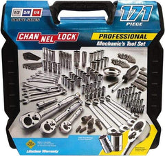 Channellock - 171 Piece 1/4, 3/8, 1/2" Drive Mechanic's Tool Set - Comes with Blow-Molded Case - Industrial Tool & Supply