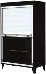 Strong Hold - 4 Shelf Roll Up Storage Cabinet - Steel/Aluminum, 36" Wide x 24" Deep x 78" High, Dark Gray - Industrial Tool & Supply