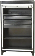Strong Hold - 2 Shelf Roll Up Storage Cabinet - Steel/Aluminum, 48" Wide x 24" Deep x 78" High, Dark Gray - Industrial Tool & Supply