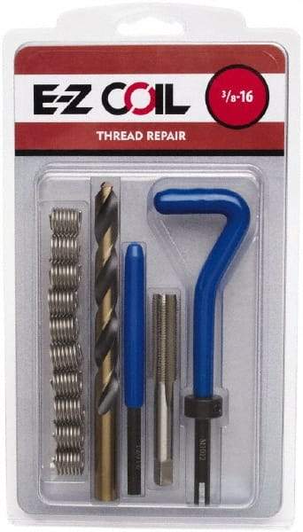 E-Z LOK - 10 Inserts, #10-24 UNC, Stainless Steel, Thread Repair Kit - 0.285" Insert Length - Exact Industrial Supply