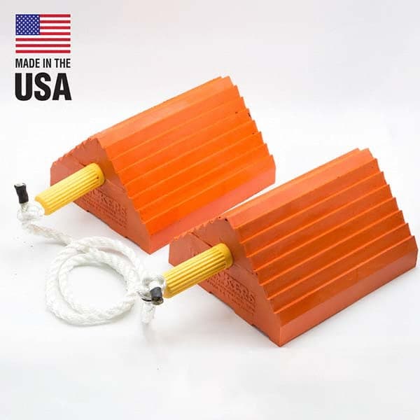 Checkers - 1 2-Piece 8-1/2" Wide x 5" High x 10" Deep Polyurethane Wheel Chock - Industrial Tool & Supply