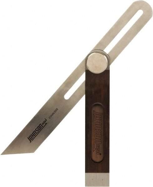 Johnson Level & Tool - 10" Blade Length x 1-1/8" Blade Width, 6-1/2" Base Length x 1-1/8" Base Width Stainless Steel Square - 0.008" Accuracy, Beveled Edge - Industrial Tool & Supply