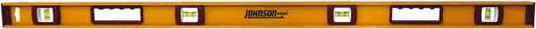 Johnson Level & Tool - 48" Long 3 Vial I-Beam Level - Aluminum, Black, 2 Plumb & 1 Level Vials - Industrial Tool & Supply