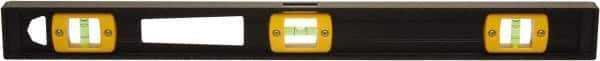 Johnson Level & Tool - 48" Long 3 Vial I-Beam Level - Aluminum, Black, 2 Plumb & 1 Level Vials - Industrial Tool & Supply