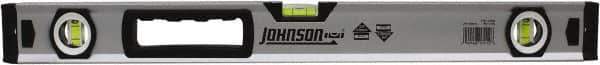 Johnson Level & Tool - 24" Long 3 Vial Box Beam Level - Aluminum, Yellow, 2 Plumb & 1 Level Vials - Industrial Tool & Supply