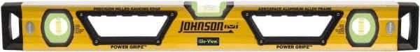 Johnson Level & Tool - Magnetic 78" Long 3 Vial Box Beam Level - Aluminum, Yellow, 2 Plumb & 1 Level Vials - Industrial Tool & Supply