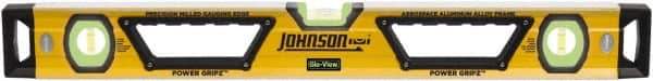 Johnson Level & Tool - 96" Long 3 Vial Box Beam Level - Aluminum, Yellow, 2 Plumb & 1 Level Vials - Industrial Tool & Supply